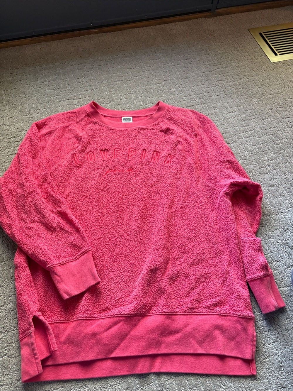 PINK Victoria's Secret Plush Crewneck Sweatshirt - Bright Pink